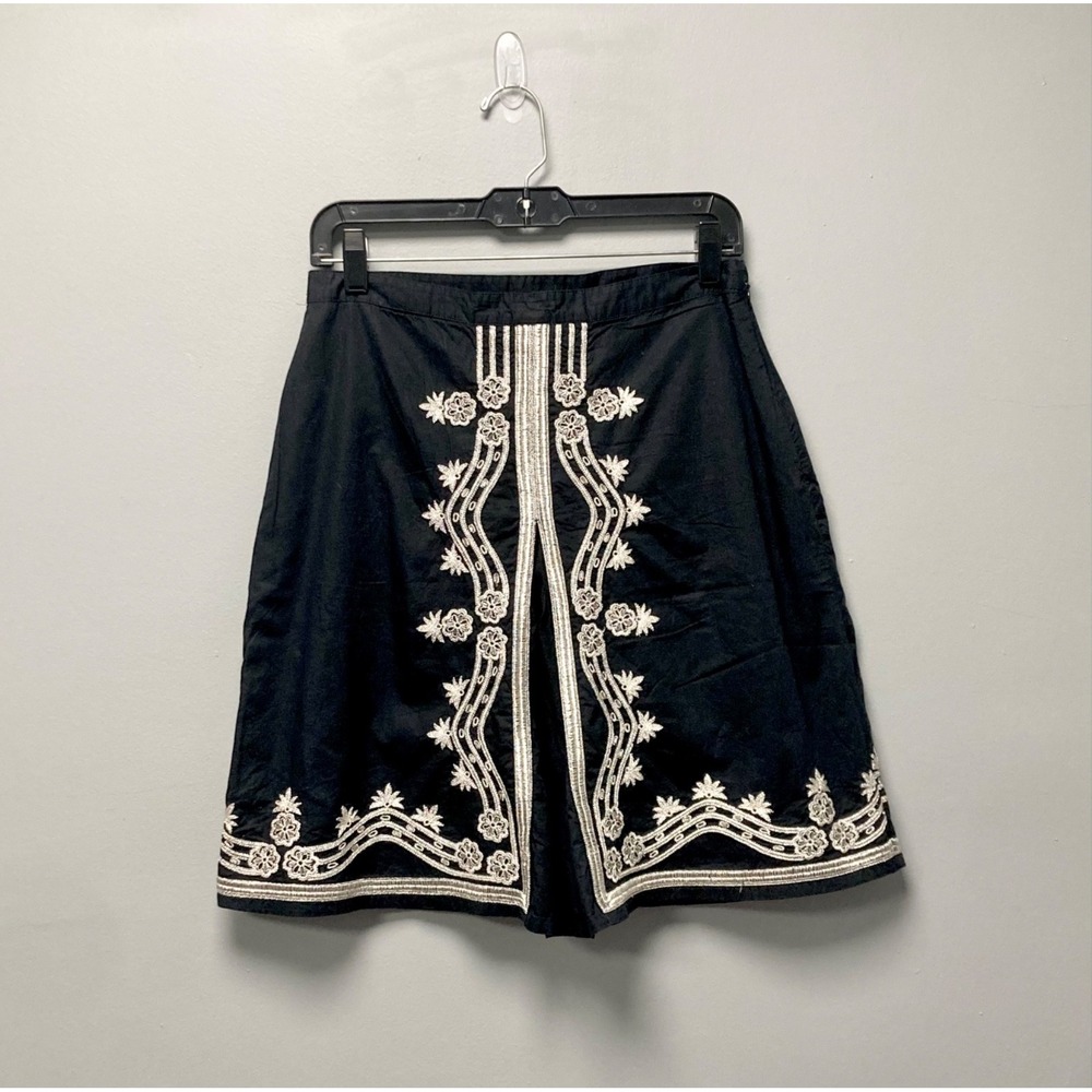 Old Navy Vintage 2006 Black Silver Metallic Embroidered Skirt Low Waist Size 2